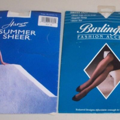 2 lot VTG PANYHOSE, HANES & BURLINGTON SWISS DOT Sz AB (Small/Medium)